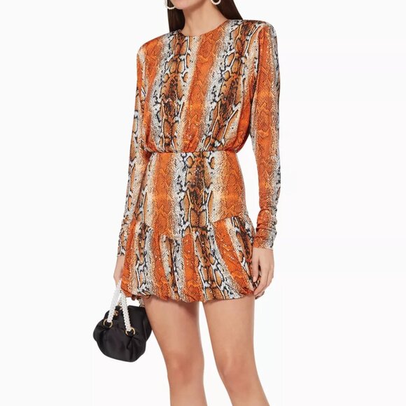Rotate Birger Christensen Women's Snake-Print Python Alina Mini Dress Small - Picture 1 of 8